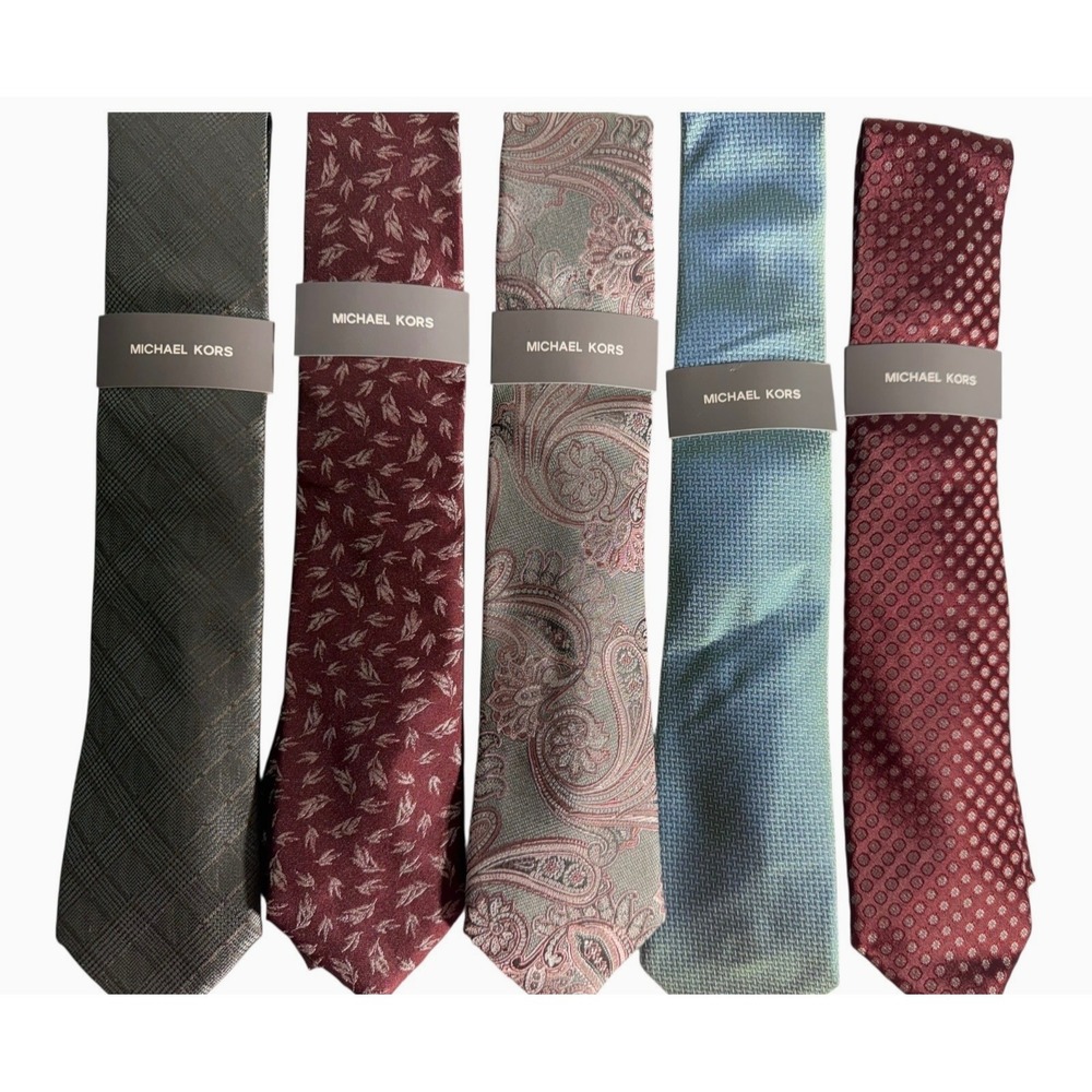 Michael Kors Necktie Lot of 5 Mens One Size Ties Various Colors and Patterns New